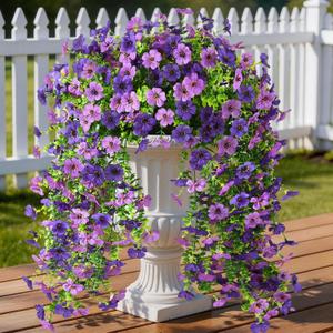 ZFProcess Artificial Hanging Flowers Plants for Outdoor Spring Summer Decoration, 2PCS Faux Silk Daisy UV Resistant Look Real for Outside Home Indoor Planter Porch Garden Yard Decor(Dark Orchid)