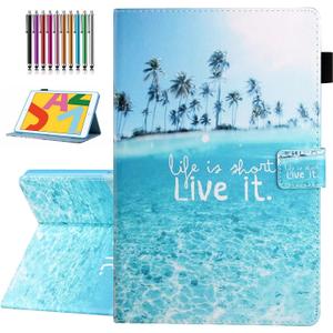 Case for iPad 9th/8th/7th Generation 10.2 inch (2021/2020/2019 Release) Auto Wake/Sleep, Premium PU Leather Folding Stand Cover with Pen Holder & Multiple Viewing Angles - Beach