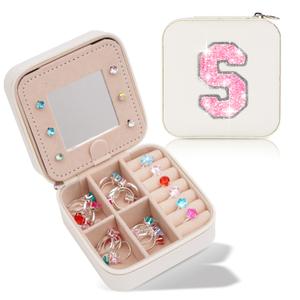 Uygafly Personalized Jewelry Case for Women Girls - Fashion Mini Jewelry Boxes - Trendy Travel Jewelry Organizer with Initials Letter - Teen Gifts | Cream,Z