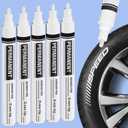 ARTISTRO 5 White Oil-Based Permanent Tire Markers - Medium Tip Paint Markers for Tire - Quick Dry, Waterproof