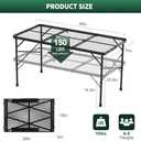 Folding Gril Table, 4x2 FT Camping Table with Mesh Desktop,Height Adjustable Folding Grill Table with Mesh Bag,Portable Outdoor for Picnic,Camping,BBQ, Beach, Black