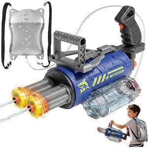 Electric Water Gun for Kids with Voice Control, Blue
Rechargeable water blaster with rotating LED barrels, 700 mL tank and 2,300 mL backpack reservoir for outdoor water play