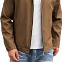 QTE Lightweight Jackets for Men Casual Windbreaker Stylish Light Fall Spring Golf Work Dress Business Coat M