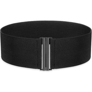 SANSTHS Women Wide Elastic Belts for Dresses Corset Waist Belts Ladies Cinch Belts Thick Stretchy Waistband, Black, Fit Waist Size 24-27 Inches