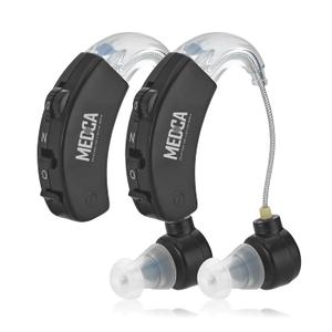 Behind The Ear Sound Amplifier - BTE Hearing Ear Amplification Device and Digital Hearing Aids for Seniors PSAD for The Hard of Hearing, Noise Reducing, Black, by MEDca