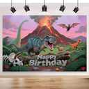 Dinosaur Backdrop 70x43 Inch, Dinosaur Birthday Banner for Party Photo Backdrop, Jurassic World Birthday Decorations, Green Jungle Roar Dino Photography Background for Boy and Girl
