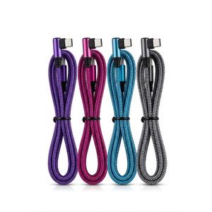 USB C Angle Cord: [90 Degree/6ft/4Pack] Nylon USB C Cable Compatible with Samsung Galaxy S10/S10e/9/Note 10, Charger Cable-[Blue/Black/Magenta/Purple]