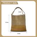 Woven Straw Tote Bag for Women, Large Capacity Beach Handbag with Leather Trim, Stylish Summer Shoulder Bag