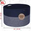 MINTWOOD Design Extra Large 22 x 14 Inches Blanket Storage Basket, Laundry Basket, Decorative Woven Cotton Rope Baskets for Blanket Storage Living Room, Dog Toy Storage Basket Bin, Navy Blue