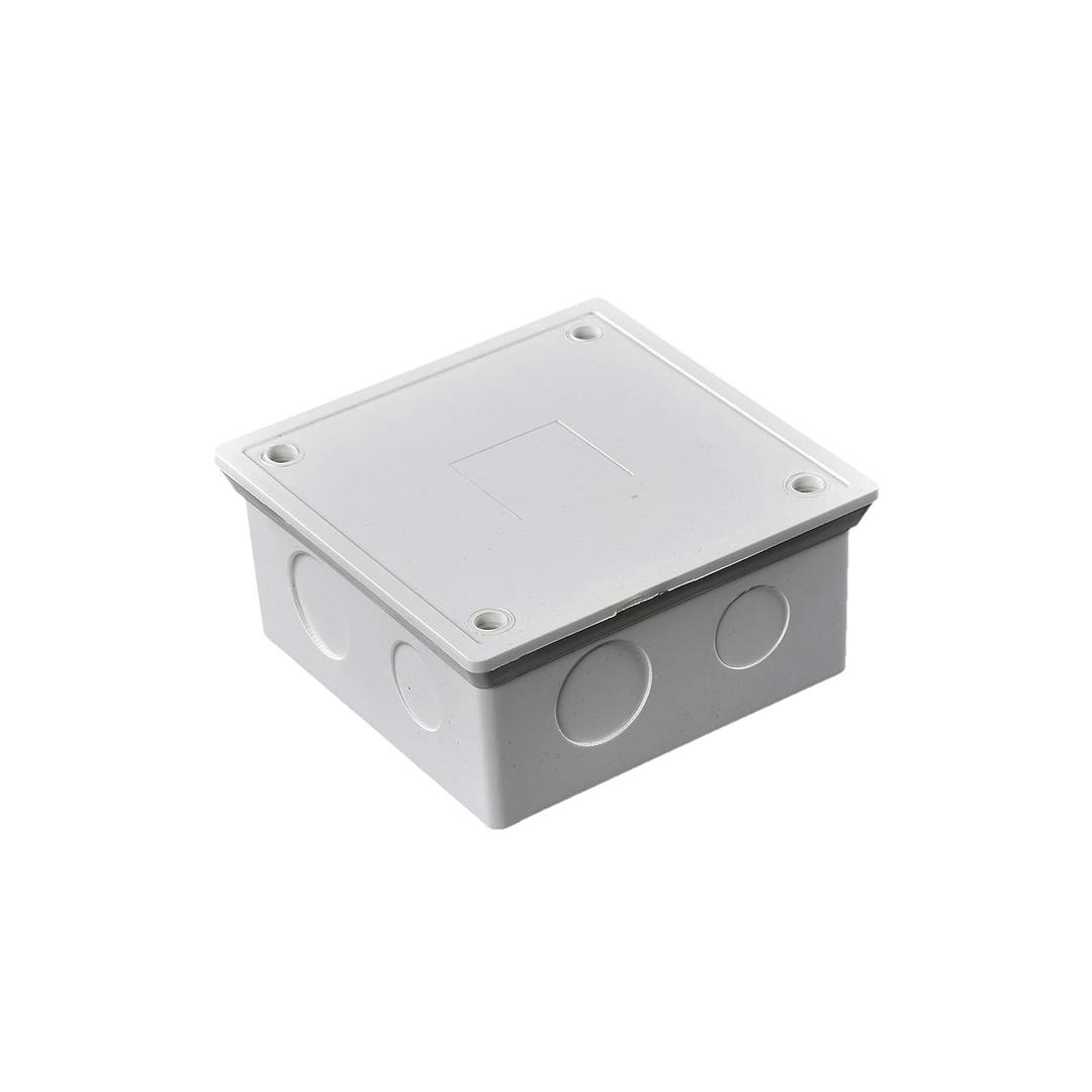 Co. 4" x 4" x 3" PVC Plastic Junction Conduit Box with Pre Molded 3/4" & 1/2" Conduit Holes, Easy to knock out covers, Metal screws