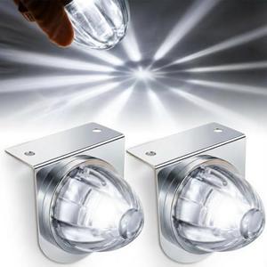 Ctopkatuo 2PCS LED Star Watermelon Marker Lights with Brackets， LED Watermelon Light Side Markering Lamp Indicator, Outline Watermelon Side Marker for Semi Truck (White)