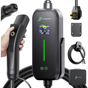 32A Level 2 Tesla Charger, [1.8 Led Screen, 10-32A Adjustable Current, Timing Delay, Ip67/Ip65] 25ft Tesla Mobile or Home Wall Charger, 240V Nema 14-50 Plug, Wall Mount, Connector for Model X/Y/3/S