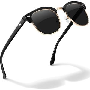 livho Rimless Trendy Polarized Sunglasses Men Women, Retro Sun Glasses for Men Women 2025, Semi Rimless UV Protection Shades Black With Gold Rim/Black  