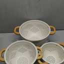 Metal Colander with Wood Handle | Set of 3 with Bamboo Handles | 1.5Q, 3Q, 5Q (Light Icing White)