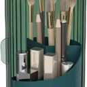 Emljkvp Makeup Brush Holder with Dustproof Cover 360 Rotating Makeup Brush Organizer for Vanity Bathroom, All Green