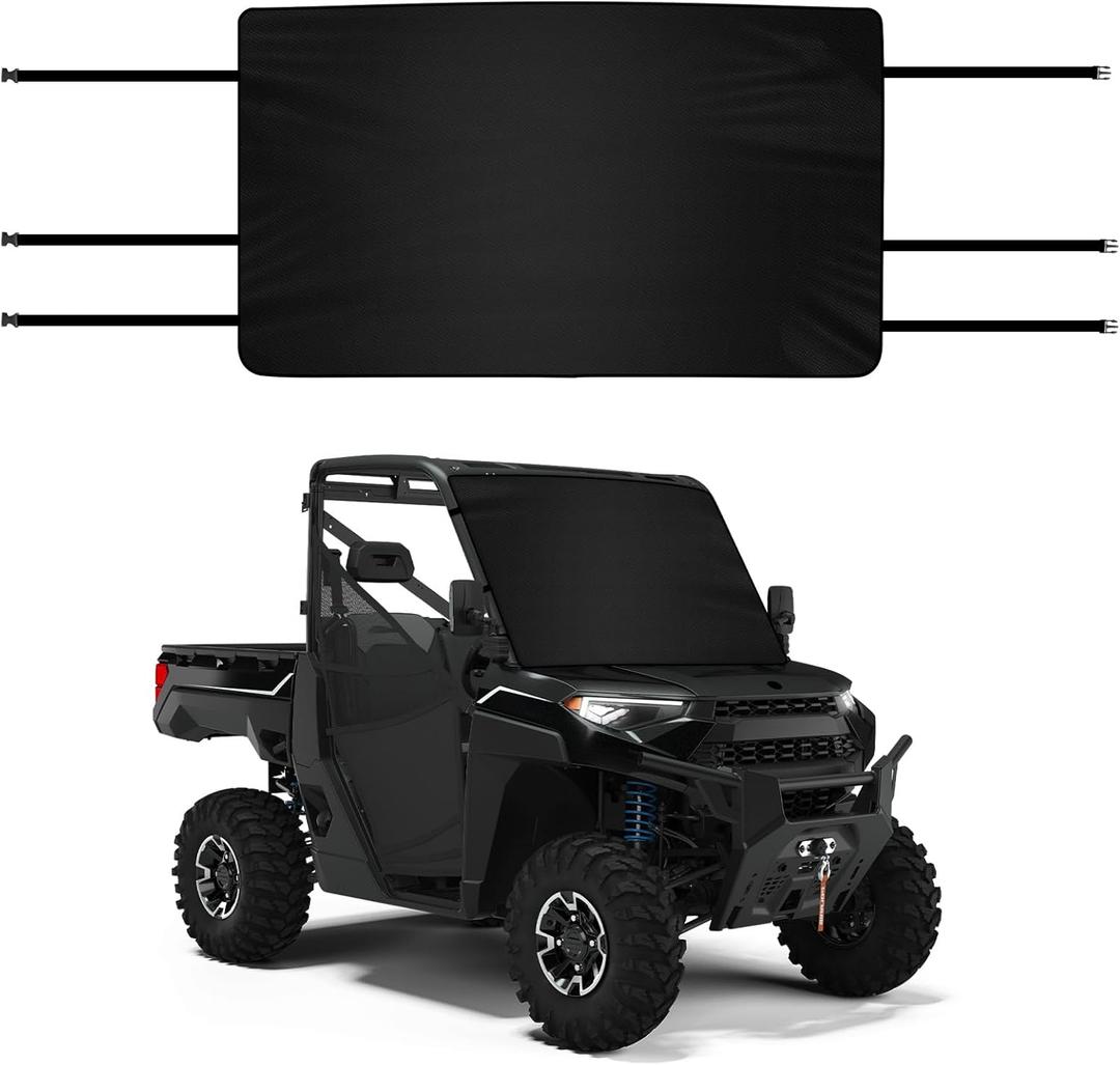 600D UTV Windshield Snow Cover Compatible with Polaris Ranger XP 1000 2017-2026 (Not RZR) & Can-Am Defender 2016-2026, Transport Windshield Protector for Ice and Snow (Black)
