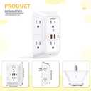 Wall Outlet Extender with Night Light, Power Plug Adapter Multi Plug Outlet Surge Protector with 4 USB Charging Ports (2 USB C), Adapter Spaced Outlets for Home Travel Office