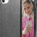 JJGoo Compatible with iPhone 11 Case, Glitter Sparkle Bling Anti-Scratch Shockproof Protective Flexible Phone Cases Cute Slim Thin Cover for Women Girls (6.1 inch) 2019 -Black Glitter
