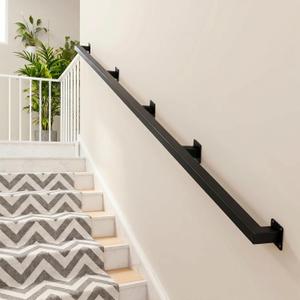 12FT Stair Railing Indoor Outdoor, 500LB Heavy-Duty Wall Mounted Handrail