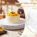 Wenqik 16 Inch White Cake Stand Set Metal Round Cupcake Dessert Stand with Cake Cutting, Flower Spatula Wedding Cupcake Pastry Display Candy Holder Display for Wedding Party Birthday Baby Shower