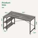 Huuger L Shaped Desk, 55 Inches Computer Desk with Reversible Storage Shelves, for Gaming Corner Home Office Writing Study, Metal Frame, Gray