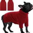 Queenmore Dog Sweaters for Medium Dogs Girls Boys,Soft Dog Sweater Christmas,Turtleneck Pullover Pet Sweaters Knitwear Outfit for Holiday,Knitted Soft Thick Warm Sweater for Bulldog,Dachshund(Red,M)