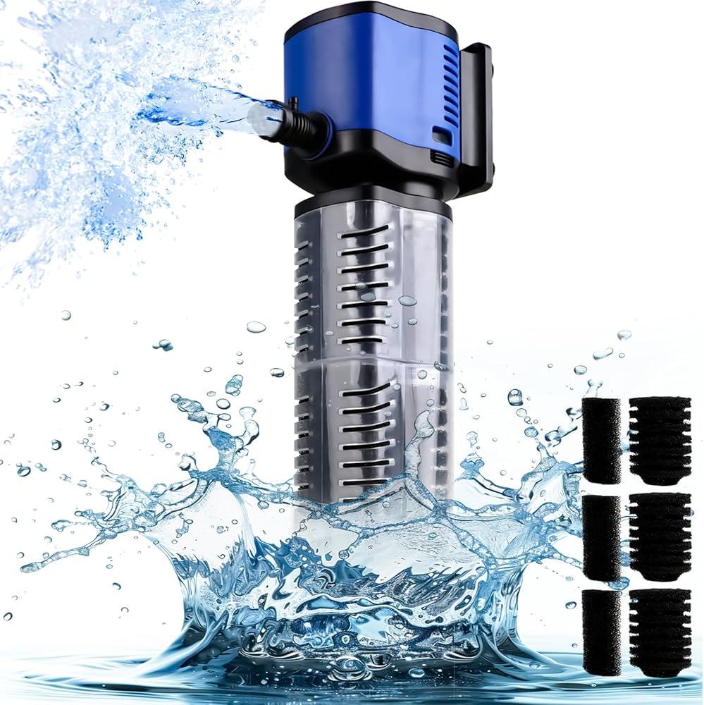 coospiderrepta Aquarium Filter for 100300 Gallons Tank, Powerful 660GPH Internal Fish Tank Filter, Pump Submersible Filter with Sponge for Large Fish Tanks, Turtle Tanks