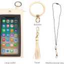 2 x Keychain Credit Card Bracelet Pouch With Transparent Window Tassel Silicone Beads Lanyard For Womens (Black)