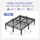 King Size Metal Platform Bed Frame, 18 Inch Dual-Layer Heavy Duty Base