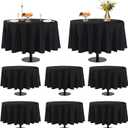 8 Pack Round Tablecloth 60 Inch Black Polyester Round Table Cover Stain and Resistant Wrinkle Washable Circular Table Cover for Christmas Kitchen Dinning Party Wedding Buffet Parties
