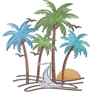 OYEFLY Metal Tropical Beach Wall Art,Outdoor Beach Bathroom Decor (style 1)