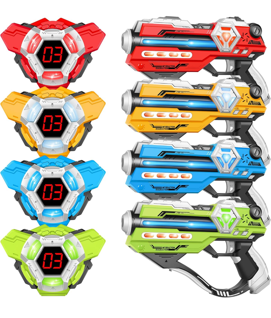 Laser Tag Guns Set of 4 Laser Tag Guns with Digital LED Score Display Vests,Gifts for Teens and Adults Boys & Girls,Adults and Family Fun,Gift for Kids Ages 8 9 10 11 12+Year Old Boy