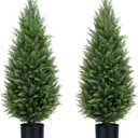 3ft Artificial Topiary Trees Artificial Cedar Trees UV Resistant Bushes Potted Set of 2 Faux Shrubs for Outdoor Indoor Front Porch Garden