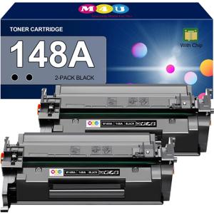 148A Black Toner Cartridges Compatible 148A W1480A 148X W1480X(with Chip) for Pro 4001dw 4001dn 4001n MFP 4101fdw 4101fdn Printer(2 Pack)
