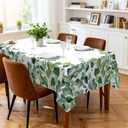 Eikione Rectangular Tablecloth 60x102In, Summer Green Leaves Tableclothes Outdoor Washable Seasonal Table Cover for Party Picnic Dinner Decor