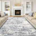 Area Rugs for Living Room: 7x10 Abstract Washable Rug Modern Neutral Large Soft Stain Resistant Non-Slip Backing Machine Table for Bedroom Dining Room Indoor Home Office Carpet - Blue Grey
