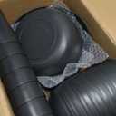 Teivio 32-Piece Kitchen Plastic Wheat Straw Dinnerware Set, Service for 8, Unbreakable Modern Dish Set - Dinner Plate/Dessert Plate/Cereal Bowl/Cup, for Apartment Essentials, Outdoor Camping,Black