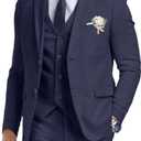 Retro Linen Mens Suit 3 Pieces Light Weight Casual Linen Summer Slim Fit Suits Tuxedo Jacket Blazer Vest Pant for Men,  L