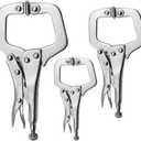 3 Pack Heavy Duty C-Clamp Locking Pliers Set (6" Swivel + 9" Swivel + 11" Swivel Tips) C Clamps with Swivel Pads for Craftsmen Home Workshop