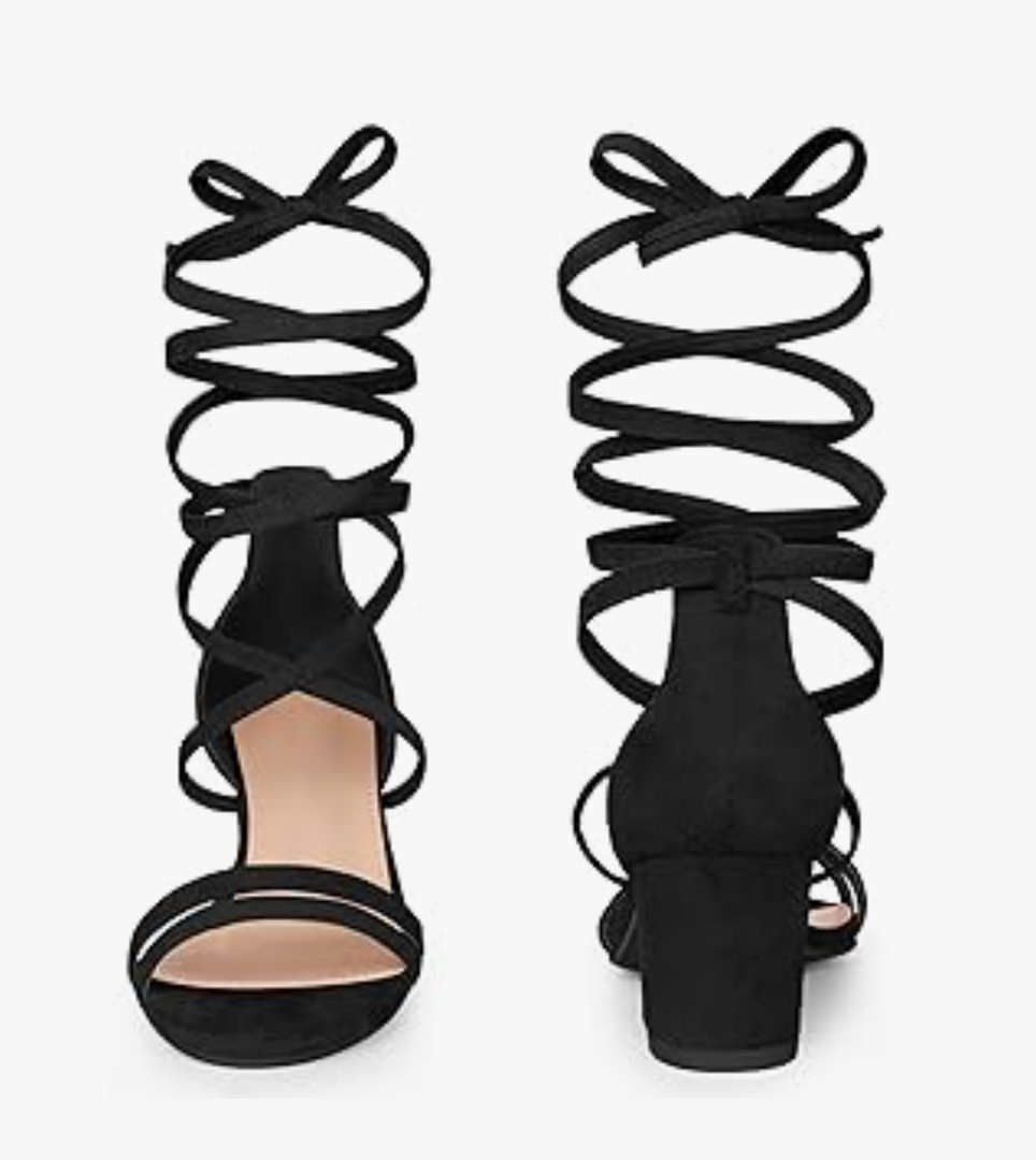 Perphy Open Toe Color Block Heel Tie up Sandals for Women. SIZE (9)