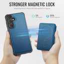 for Samsung Galaxy S25 Case Wallet Compatible with Magsafe, RFID Blocking Magnetic Card Holder 2 in 1 Detachable Kickstand Shockproof Phone Case for Galaxy S25 6.2" Blue