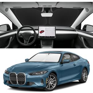 Custom Fit Windshield Sun Shade for BMW 4-Series 2021-2026, Blocks UV & Heat, Front Window Sunshade Accessorie, Easy Fold & Store Keep Your Car Cooler