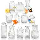 Der Rose Glass Bud Vases Set of 12, Small Bud Vases for Flowers, Rustic Wedding Centerpieces and Home Decor