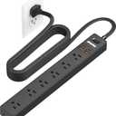 10 Ft Power Strip Surge Protector - 7 Outlets 4 USB Ports (2 USB C), Ultra Thin Flat Extension Cord & Flat Plug, 1700 Joules, Wall Mount, Desk Charging Station for Home Office Dorm, Black