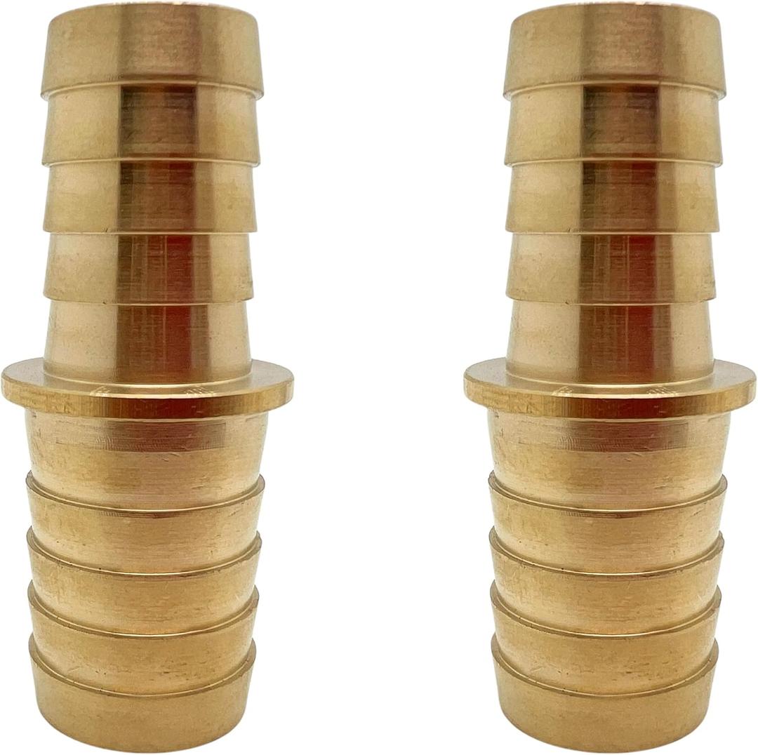2 PCS Brass Reducer 3/4" to 5/8" Barb Hose ID Splicer Barbed Fitting, Hex Union Connector by CX WONDERLAND
