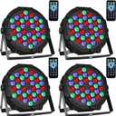 Manalete 36 LED Stage Lights, Par Light with Remote & DMX Controlled Sound Activated Uplights for Events Wedding Birthday Christmas Music Show Dance Party DJ Lighting, 4 Pack, Black