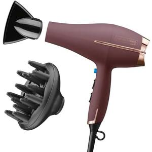 INFINITI PRO by CONAIR Hair Dryer, 1875W Blow Dryer with Diffuser and Concentrator Attachments, AC Motor with Ceramic Technology, 3 Heat & 2 Speed Settings, Plum