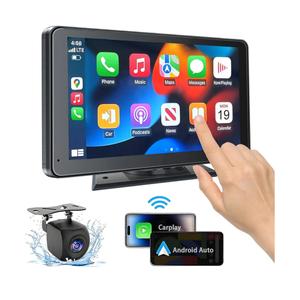 Wireless Portable CarPlay Screen，8.1" Portable Touchscreen Car Stereo with 2K Dash Cam/Carplay & Android Auto，1080P Backup Camera，GPS Navigation，Voice Control，Loop Recording，Mirror Link