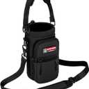 NATURE PIONEOR Water Bottle Holder with Strap,Water Bottle Carrier Bag Sling Sleeve with Adjustable Shoulder Strap & Handle and Large Phone Pocket for Walking,Hiking,Travelling for 25oz/32oz/40oz/64oz (Night Black)
