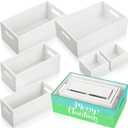 Set of 6 Wood Storage Boxes with Handles Wooden Nesting Crates Rustic Farmhouse Storage Container for DIY Crafts Party Home Table Decoration Display(White)